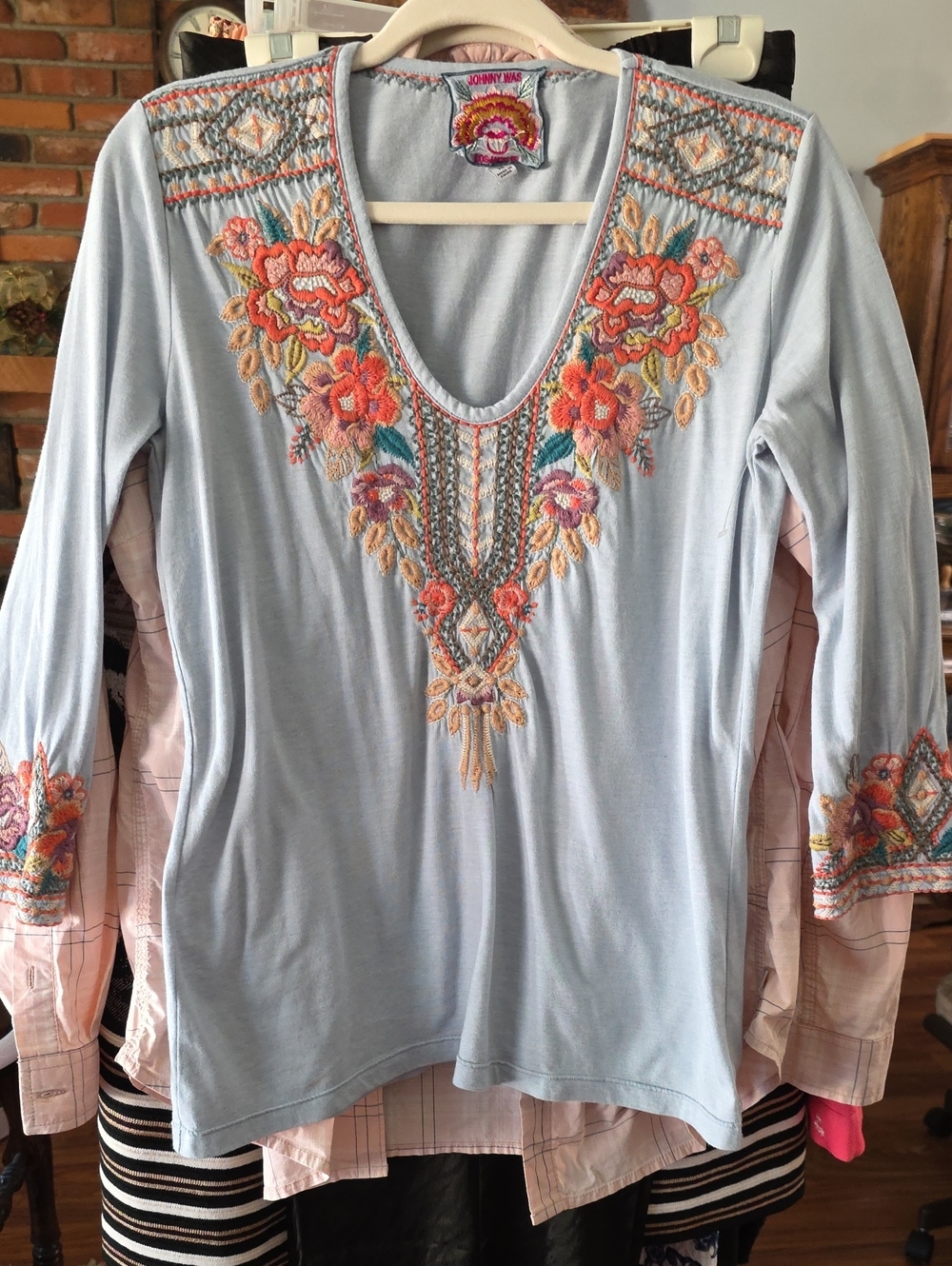 Johnny Was Maeve T-Shirt XS Blue